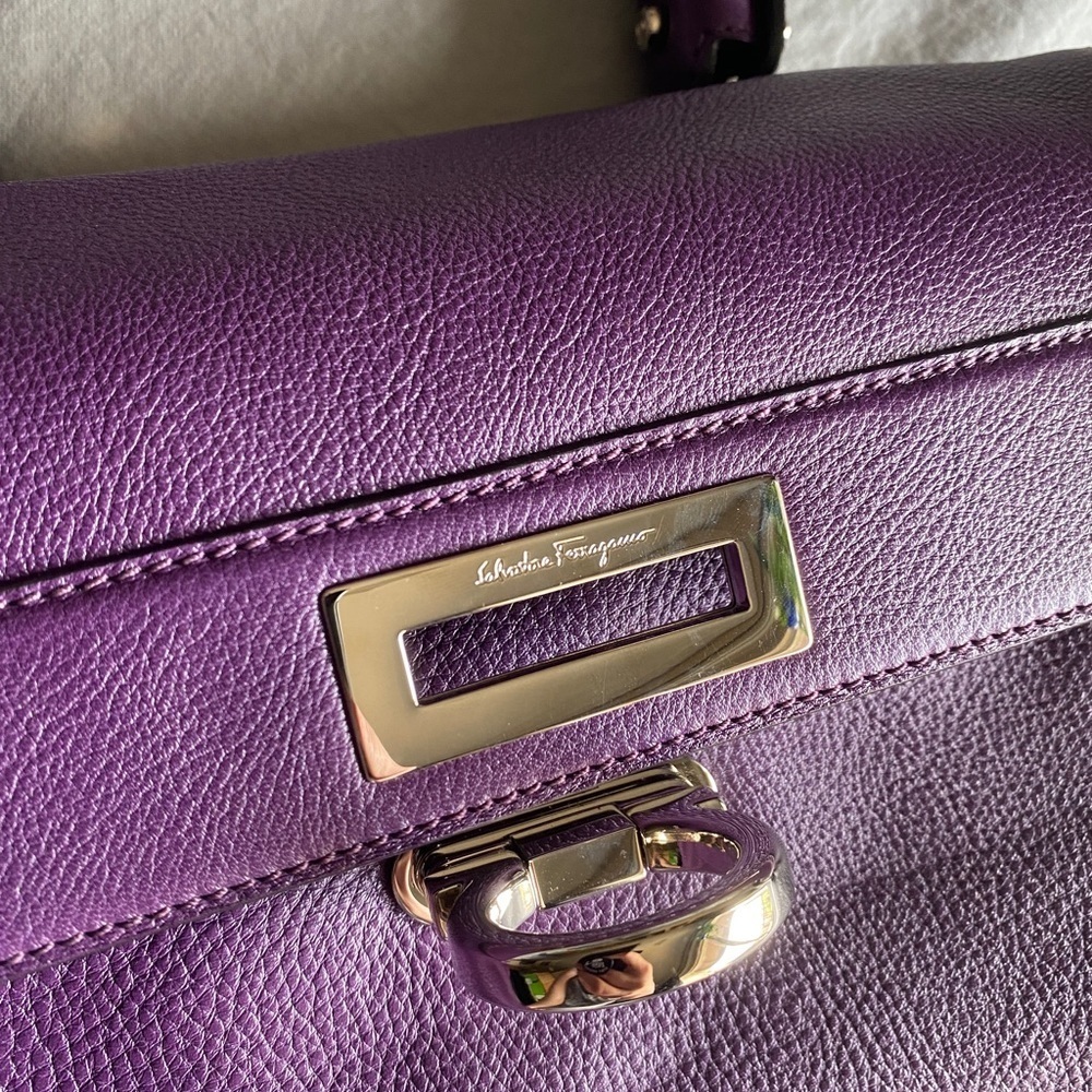 Salvatore Ferragamo Sofia Purple Satchel - Picture 7 of 12